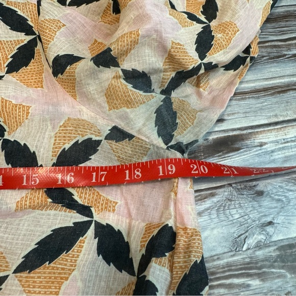 The Odells Lyla Geometric Floral Print Puff Sleeve Square Neck Linen Midi Dress - Picture 11 of 11